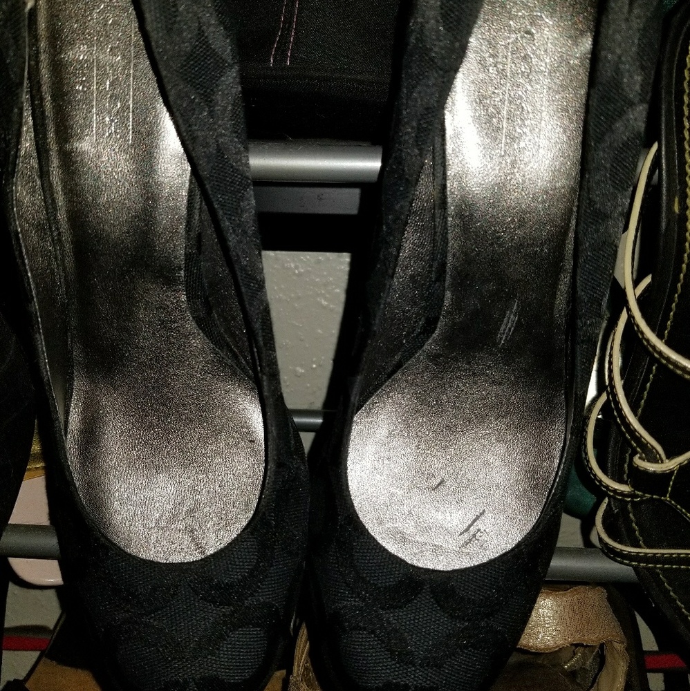 Black studded coach pumps